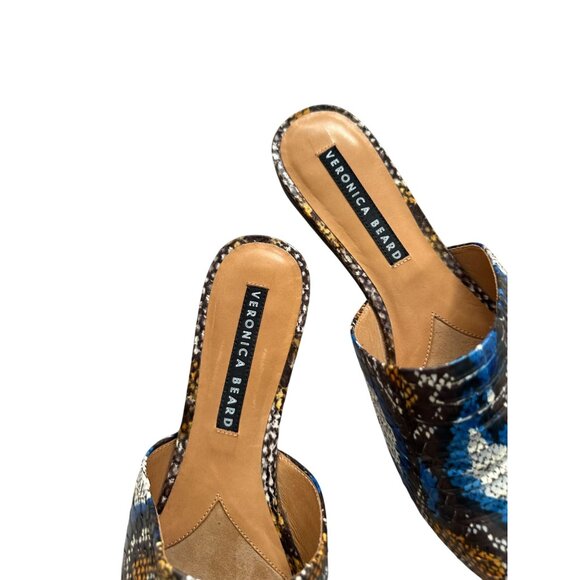 VERONICA BEARD Multicolor Snake Print Leather Mules Flats Size 41 / US 11 - Picture 6 of 9